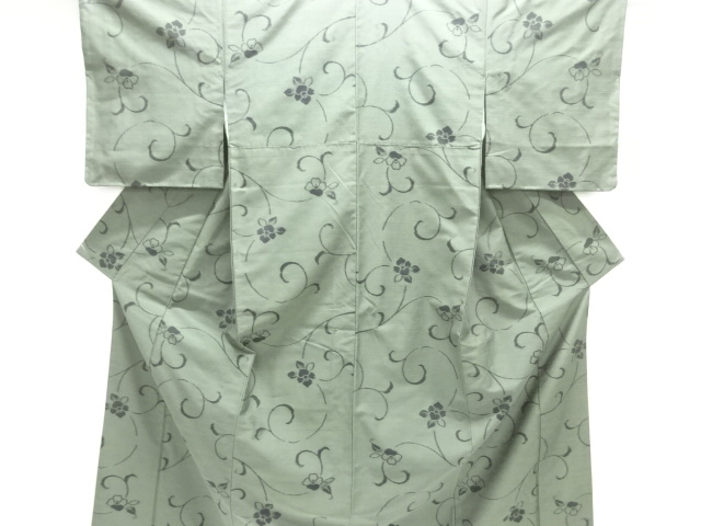 JAPANESE KIMONO / TSUMUGI / WOVEN FLOWER ARABESQUE